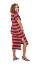 Sofia Short Sleeve Striped T-Shirt Dress - Boutique Amore