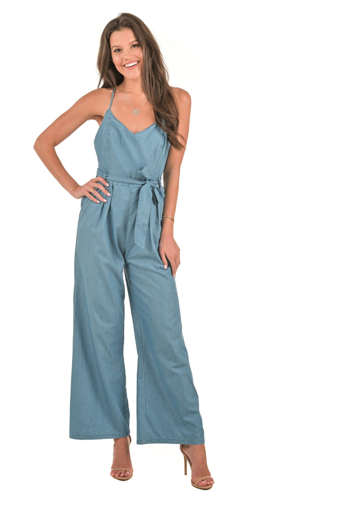 Destiny Denim Jumpsuit - Boutique Amore