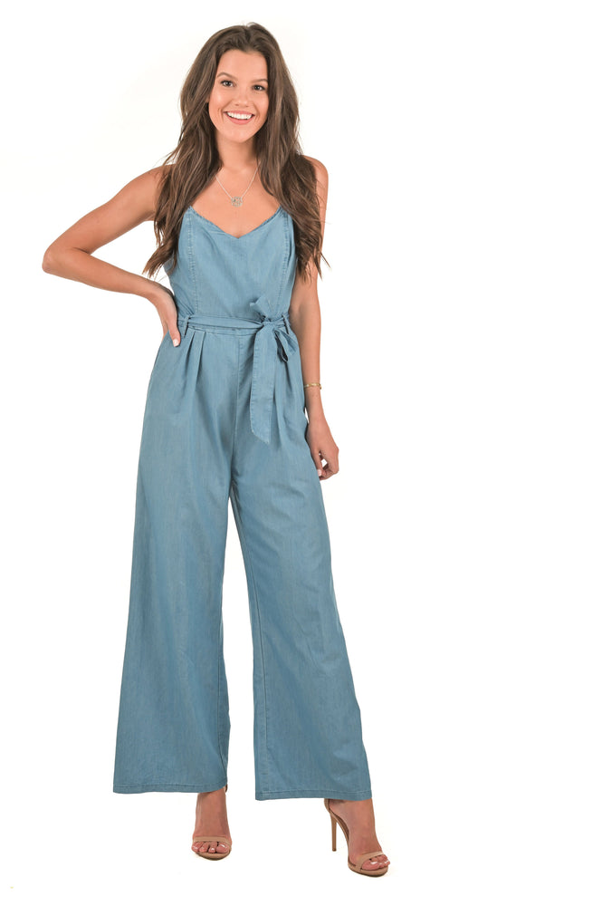 Destiny Denim Jumpsuit - Boutique Amore