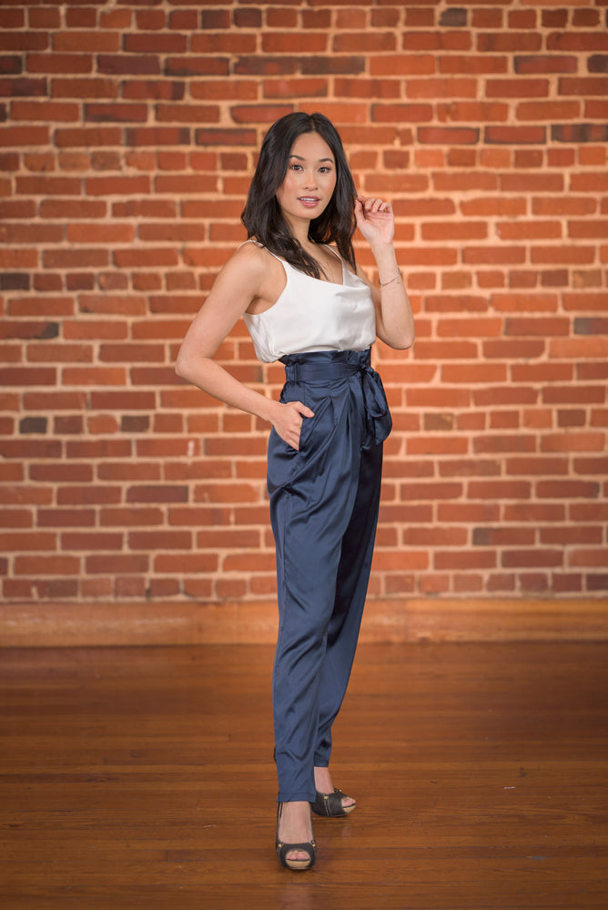 Nia Navy Blue Satin Pants