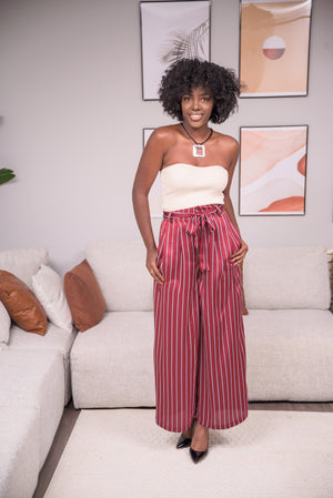 Cabernet Satin Wide Leg Pants - Boutique Amore