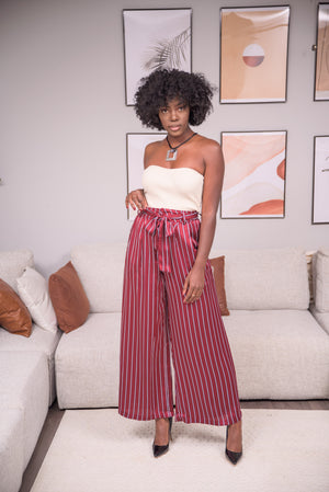 Cabernet Satin Wide Leg Pants - Boutique Amore