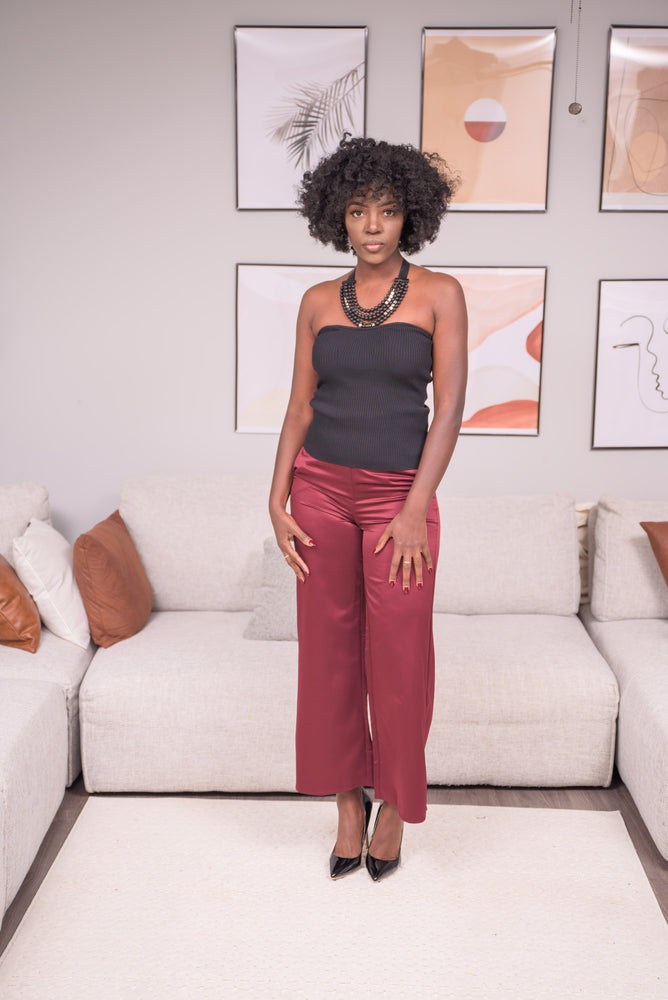 Rosewood Satin Pants - Boutique Amore