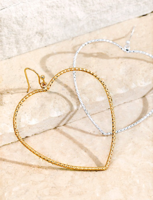 Silver Tone Heart Earrings - Boutique Amore
